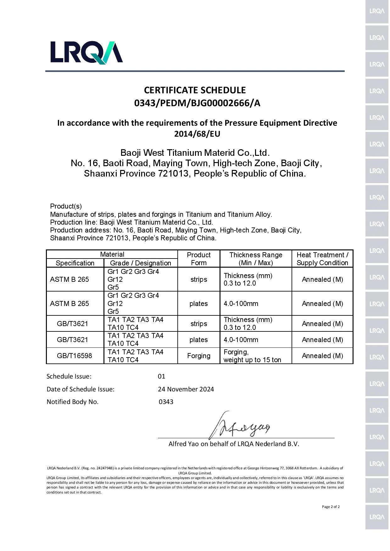 Gr2 Titanium Sheet Certificate Gr2 Titanium Sheet Certificate